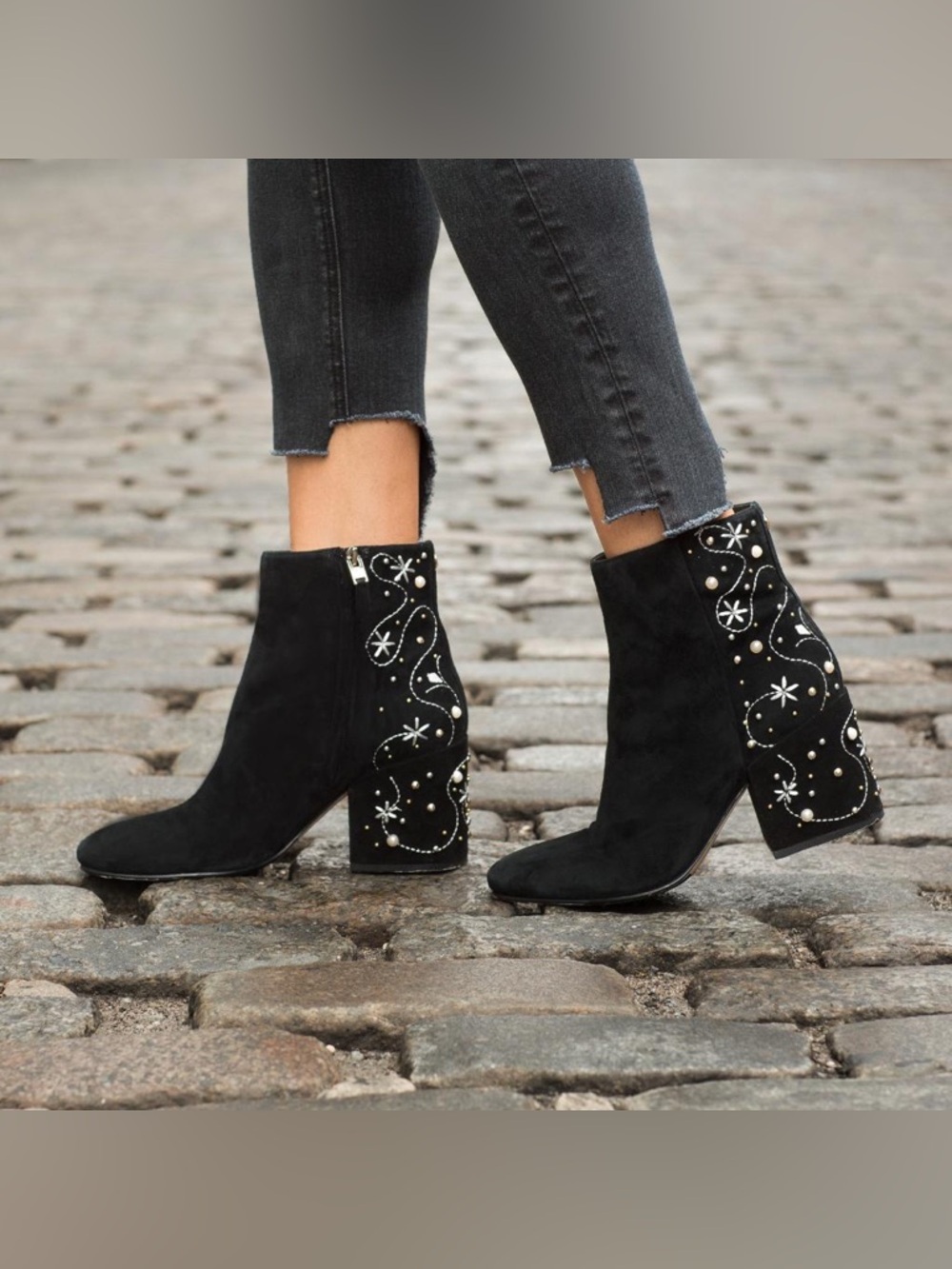 Sam Edelman Stud Suede Pearl Celestial Festival Western Whimsigoth Booties 7